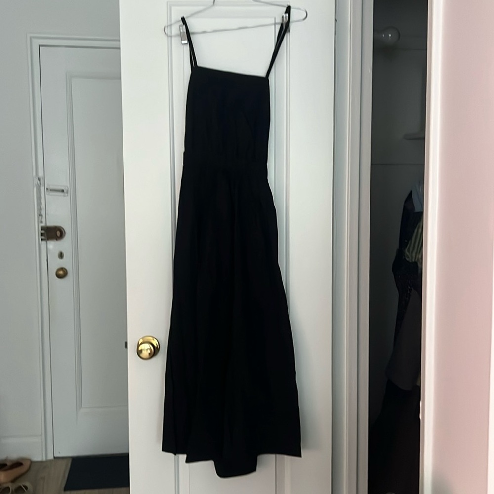 Zara black poplin dress with detailing on back